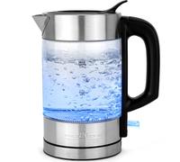 ProfiCook Bollitore in vetro e acciaio inox con illuminazione a LED da 1 litro, bollitore elettrico con indicatore del livello dell'acqua, Tea Maker da 1600 Watt, PC-WKS 1229