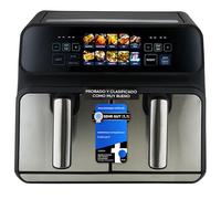 Proficook, Freidora de Aire Caliente Doble Compartimento 8L PC-FR1287H, 2 Recipientes de 4L, Acero Inoxidable, 9 Programas Automáticos, Ahorro de Energía, Apagado Automático, Freidora de Aire