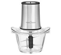 Proficook MZ 1150 Picadora Eléctrica Multifunción, Trituradora, 2 Velocidades, 2 o 4 Cuchillas ajustables de Acero Inoxidable, Pica, Trocea, Tritura, Pulveriza, Capacidad 1 Litro, Bol de Vidrio resis, plateado y negro PC-MZ 1150