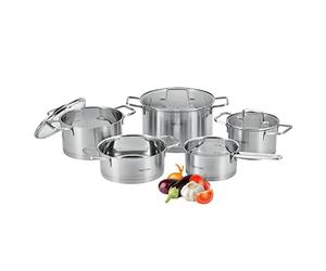 ProfiCook PC-KTS 1225 Induction Cooking Pot Set, 8-Piece Set for All Hobs, Induction Electric Hob, Ceramic Halogen and Gas Cooker, Stainless Steel Cooking Pot Set with Lid, Scale Inside