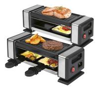 ProfiCook® Raclette para 2 personas, ampliable para hasta 8 personas, incluye 4 sartenes y 4 espátulas, mini raclette, revestimiento antiadherente, juego de 2 unidades, 2 x 350 W, PC RG 1324