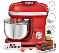 ProfiCook® Robot de cocina para hornear, amasadora de 5 L con potente motor de 1200 W, máquina de masa, incluye gancho y batidor, máquina de amasar retro, protección contra salpicaduras con apertura