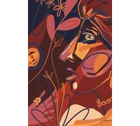 Profile of a Bloom, Lined Journal Notebook, 6"x9", 200 pages, 90 gsm: Profile silhouette, floral bursts, pink and confidence