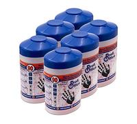 ProfiOffice Pack de 6 Toallitas Húmedas para Manos y Superficies - 6 x 90 Toallitas Limpieza Taller XL (31x27cm) en Cubo Dispensador - Toallitas Industriales sin Agua para Coche, Grasa y Aceite