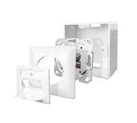 ProfiPatch - Enchufe de red LAN (cat. 6A, 500 MHz, montaje en superficie y empotrable, 2 puertos RJ45, conector superior e inferior POE CAT7, CAT6A, CAT6, CAT5, apantallado), color blanco