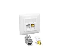 ProfiPatch Keystone - Enchufe de red LAN (cat. 6A, 500 MHz, empotrable, 1 conector RJ45 + 1 conector F POE CAT7, CAT6A, CAT6, CAT5, apantallado), color blanco