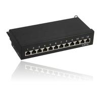 ProfiPatch SCENetwork RAL9005 - Panel de conexiones (cat. 6, clase E, 12 puertos, metal, 250 MHz, 1 Gbit), color negro