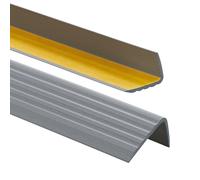 ProfiPVC Perfil de PVC autoadhesivo de borde para escaleras 41mm x 25mm en Forma de L, Tiras antideslizantes para peldaños, Esquina para cantos - Cantonera Protector, 100cm, Plata