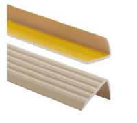 ProfiPVC Perfil de PVC autoadhesivo de borde para escaleras 41mm x 25mm en Forma de L, Tiras antideslizantes para peldaños, Esquina para cantos - Cantonera Protector, 100cm, Beige