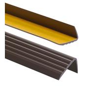 ProfiPVC Perfil de PVC autoadhesivo de borde para escaleras 41mm x 25mm en Forma de L, Tiras antideslizantes para peldaños, Esquina para cantos - Cantonera Protector, 100cm, Marrón oscuro
