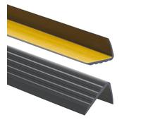 ProfiPVC Perfil de PVC autoadhesivo de borde para escaleras 41mm x 25mm en Forma de L, Tiras antideslizantes para peldaños, Esquina para cantos - Cantonera Protector, 90cm, Negro
