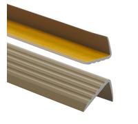 ProfiPVC Perfil de PVC autoadhesivo de borde para escaleras 41mm x 25mm en Forma de L, Tiras antideslizantes para peldaños, Esquina para cantos - Cantonera Protector, 200cm, Latón