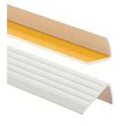ProfiPVC Perfil de PVC autoadhesivo de borde para escaleras 41mm x 25mm en Forma de L, Tiras antideslizantes para peldaños, Esquina para cantos - Cantonera Protector, 165cm, Blanco