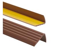 ProfiPVC Perfil de PVC autoadhesivo de borde para escaleras 41mm x 25mm en Forma de L, Tiras antideslizantes para peldaños, Esquina para cantos - Cantonera Protector, 100cm, Marrón