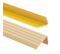 ProfiPVC Perfil de PVC autoadhesivo de borde para escaleras 41mm x 25mm en Forma de L, Tiras antideslizantes para peldaños, Esquina para cantos - Cantonera Protector, 90cm, Crema