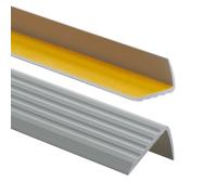ProfiPVC Perfil de PVC autoadhesivo de borde para escaleras 41mm x 25mm en Forma de L, Tiras antideslizantes para peldaños, Esquina para cantos - Cantonera Protector, 200cm, Gris