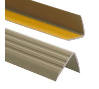 ProfiPVC Perfil de PVC autoadhesivo de borde para escaleras 50mm x 40mm en Forma de L, Tiras antideslizantes para peldaños, Esquina para cantos - Cantonera Protector, 130cm, Latón