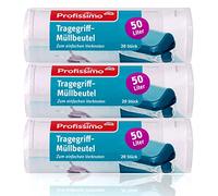 Profissimo - Bolsas de basura con asa, 50 L, 60 unidades, resistentes a la rotura y a los líquidos, 3 paquetes de 20 unidades