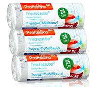 Profissimo Frischezauber - Bolsas de basura con asa (25 L, 75 unidades, 3 paquetes de 25 unidades, reduce los olores, resistentes a desgarros y a los líquidos)
