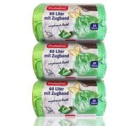 Profissimo Lot de 3 paquets de 30 sacs poubelle 60 l (90 pièces), indéchirables et étanches