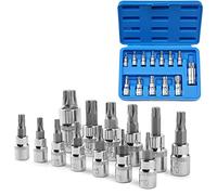 Profiwoab - Juego de 13 puntas Torx T50, T8-T70, 1/2", 3/8", 1/4" para uso manual con estuche de almacenamiento