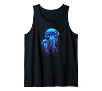 Profundidades del mar y Medusa resplandeciente Camiseta sin Mangas, Hombre, Negro, XXL