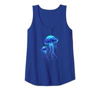 Profundidades del mar y Medusa resplandeciente Camiseta sin Mangas, Mujer, Azul Real, M