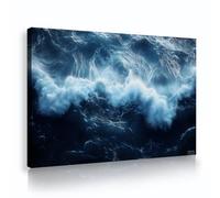 Profundo Océano Onda Póster Impresiones Azul Oscuro Tormenta Mar Salpicadura Lienzo Arte Pared Abstracto Marino Agua Escena Imagen Enmarcada Obra para Oficina Lounge Hotel Decoración 50x75cm