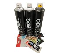 PROGAL COLORS NBQ ETERNAL - Pack Dominos - Pintura en Spray - 3 Latas de 600mL (Negro, Blanco, Plata) con Boquillas