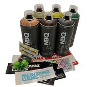 PROGAL COLORS NBQ FAST CAMUFLAJE PACK (6x Spray 400mL + 6x Difusor/Cap + Kit de Pegatinas) Pintura en Spray de Alta presión Acabado Mate Multisuperficie Muralismo y decoración