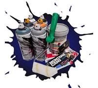 PROGAL COLORS NBQ GRAFFITI MATE SPRAY PAINT KIT (6 x 400 ml + PINTURA AZUL profundo 0,75 L + 6 boquillas y varilla rodillo de 11 cm + pegatinas MONTANA CANS) SPRAY POSIBILIDAD DE ELECCIÓN DE COLORES