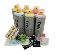 PROGAL COLORS NBQ SLOW PASTEL PACK (6x 400ml Spray Color + 6x Difusor/Cap de repuesto + Pegatinas) Spray de pintura multisuperficie baja presión acabado mate