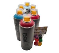 PROGAL COLORS Pack de Pintura NBQ en spray basicos 6 x 400ml + 6 boquillas