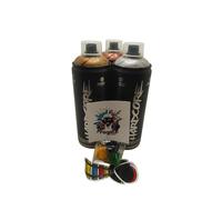 PROGAL COLORS Pack Hardcore de 3 Botes de Pintura en Spray, Plata-Cobre-Oro, 3x400ml, Alta Presión, Acabado Semibrillante, con Boquillas de Repuesto