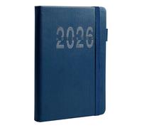 Programa de libro 2026 - Planificador inglés A5 con correa | Vertical Stripe Journal Agenda | Organizador diario para escuela, fitness, viajes de negocios, desplazamientos, estudiante, casa y viajes