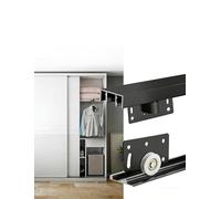 Programa de triple riel Riel for puerta de armario corrediza de alta resistencia - Kit de reemplazo de rueda deslizante silenciosa for puertas de armario, granero y vidrio(90cm/35.4in)