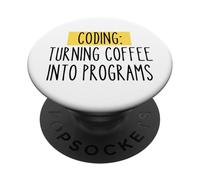 Programación Programador Divertido Trabajo Café Tecnología Desarrollador de Software PopSockets PopGrip Adhesivo