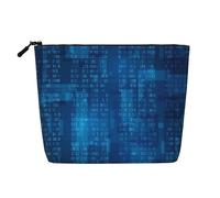 Programador Código Binario Azul,Neceser de Maquillaje de imitación Lino, Neceser de Viaje portátil