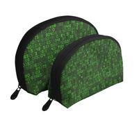 Programador Código De Computadora Decimal Verde, Bolsa de Maquillaje de Concha, Monedero pequeño para Mujer, Bolsa de artículos de tocador, Bolsa de cosméticos, 2 Piezas