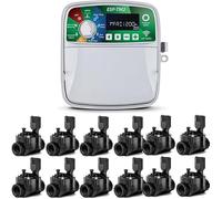 Programador de Riego automático Eléctrico ESP-TM2 12 zonas Interior R.Bird + 12 Electroválvulas 100HV 24V 1"