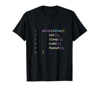 Programador Divertido Comer () Dormir() Código() Repetir() Programación Camiseta