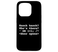 Programador Divertido Hacker Programación Inyección Knock Knock Carcasa para iPhone 15 Pro