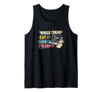 Programador Eat Code Humor Codificación del sueño Camiseta sin Mangas