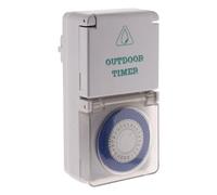 Programador estanco (IP44) mecánico Diario (con Seguridad para niños) con Interruptor - Blanco - Zenitech