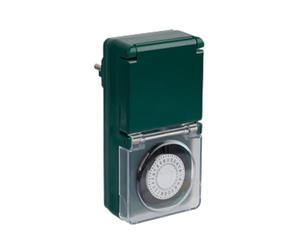 Programador estanco (IP44) mecánico diario (con seguridad para niños) con interruptor - verde - Zenitech
