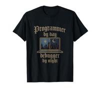 Programador por día depurador por Noche gótico Ciudad Horizonte Camiseta