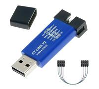 Programador ST-Link V2 Descargador Emulador ST-Link con 4Carcasas Cables Dupont 20cm Aleación Aluminio Programador para STM32 SWD/STM8 SWIM Descarga y Depuración de Microcontroladores 8/32 bits