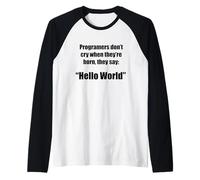 Programadores Hola Mundo Frase Divertida G amiseta Manga Raglan