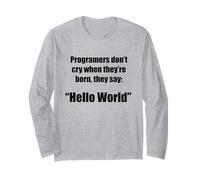 Programadores Hola Mundo Frase Divertida Geek Manga Larga
