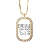 Programmer Binary System World - Collar con colgante de diamante y cristal dorado